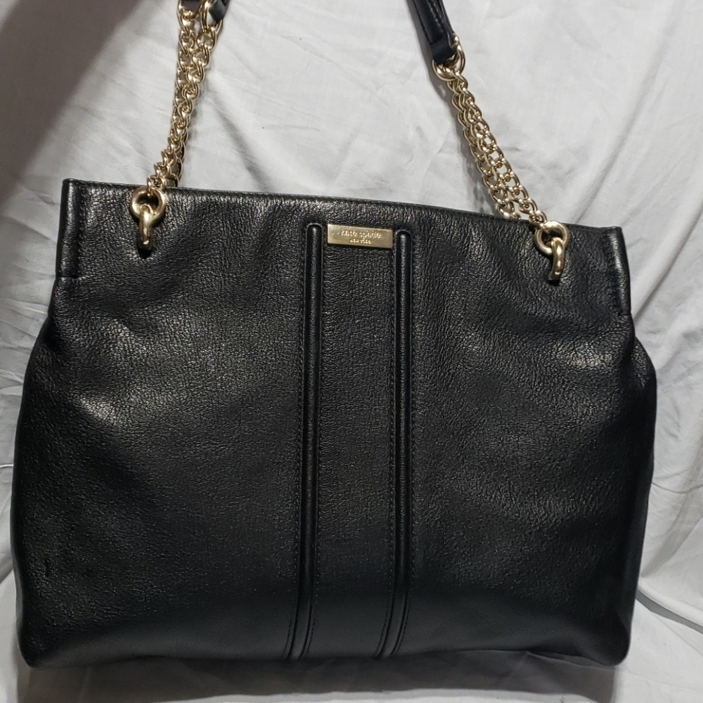 Kate spade black pebbled leather gold chain bag - Picture 2 of 11